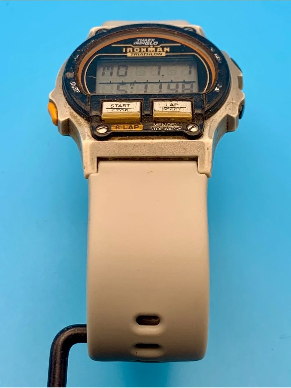 TIMEX IRONMAN TRIATHLON Men’s Vtg 1994 8 Lap Digital Watch Works New Batt/Strap